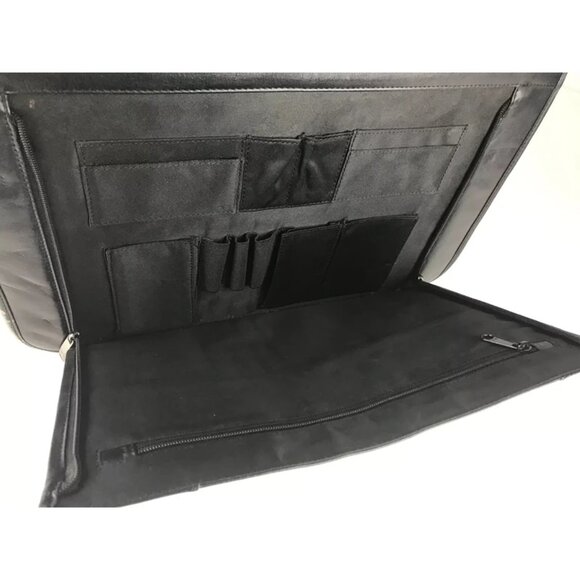 Wilsons Leather Unisex Black Leather Top Handle Briefcase Document Case Bag - Picture 6 of 12